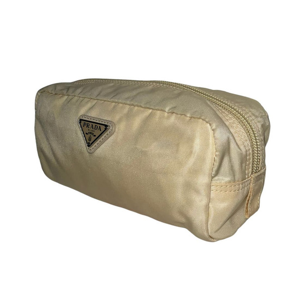 Prada Cosmetic Pouch Bag  Cream Nylon - Picture 15 of 15